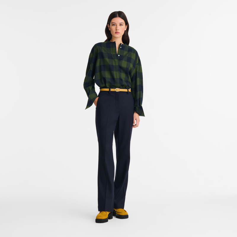 Shirt , Navy/Fir - Jacquard wool  - View 1 of  4