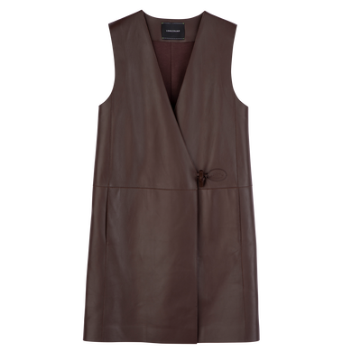 Sleeveless jacket , Ebony - Leather