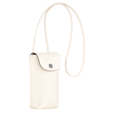 Le Pliage Xtra Phone case with leather lace, Ecru