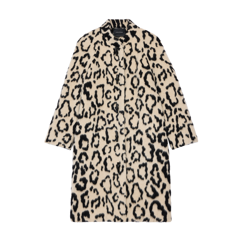 Coat , Black/Beige - Jacquard alpaca  - View 1 of  3