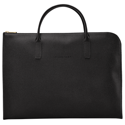 Le Foulonné S Briefcase , Black - Leather