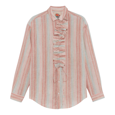 Shirt , Rainbow - Jacquard striped linen