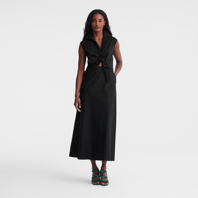 Long dress , Black - Popelin