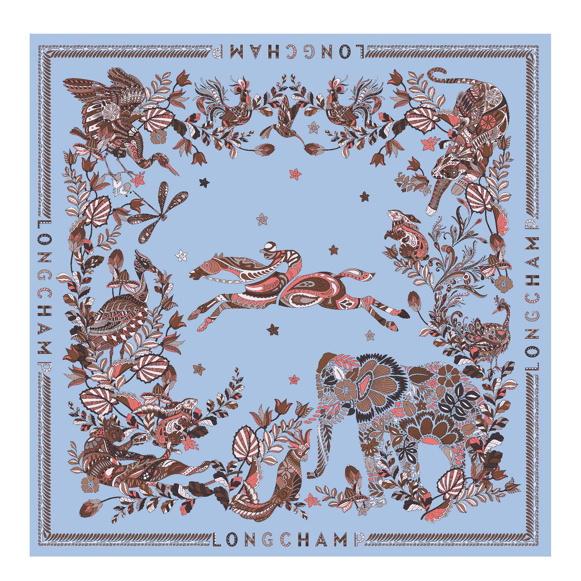 For&ecirc;t Longchamp Silk scarf 90, Sky Blue