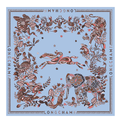 For&ecirc;t Longchamp Silk scarf 90 , Sky Blue - Silk