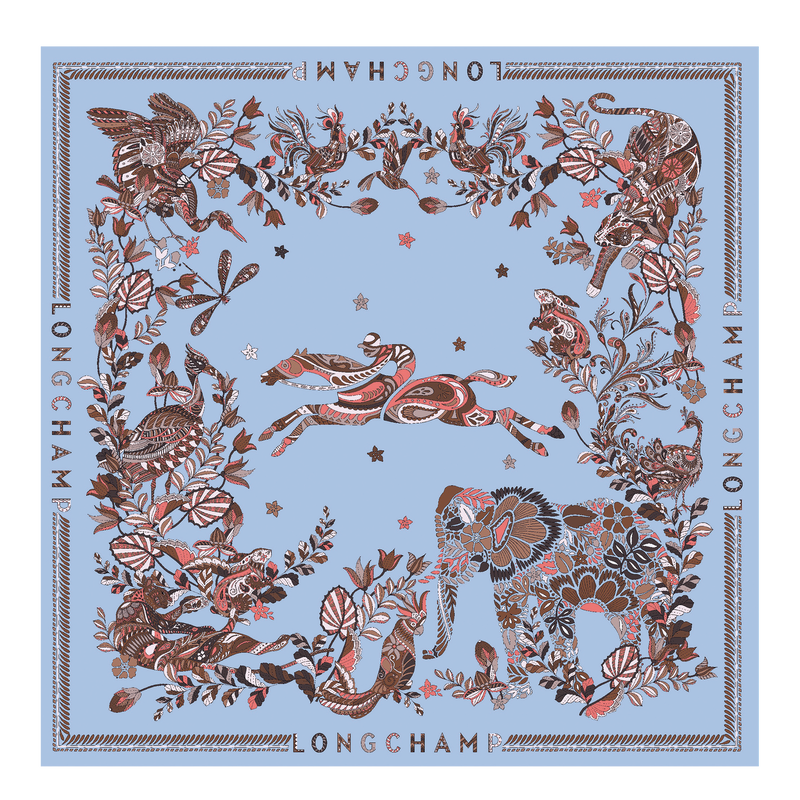For&ecirc;t Longchamp Silk scarf 90 , Sky Blue - Silk  - View 1 of  1