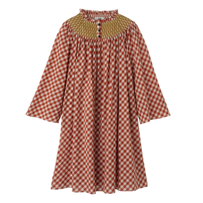 Dress , Bark - Vichy jacquard