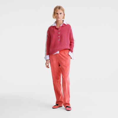 Polo collar jumper , Pink - Knit