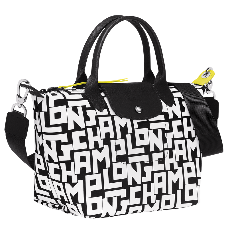 Le Pliage LGP S Handbag Black White Canvas Longchamp TH