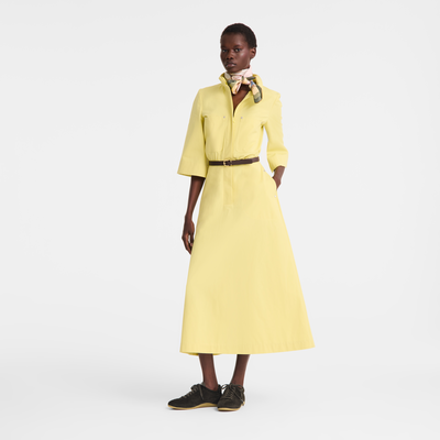 Midi dress , Lime - Cotton poplin