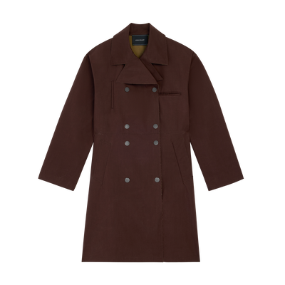 Trench coat , Mocha - Water-repellent technical canvas
