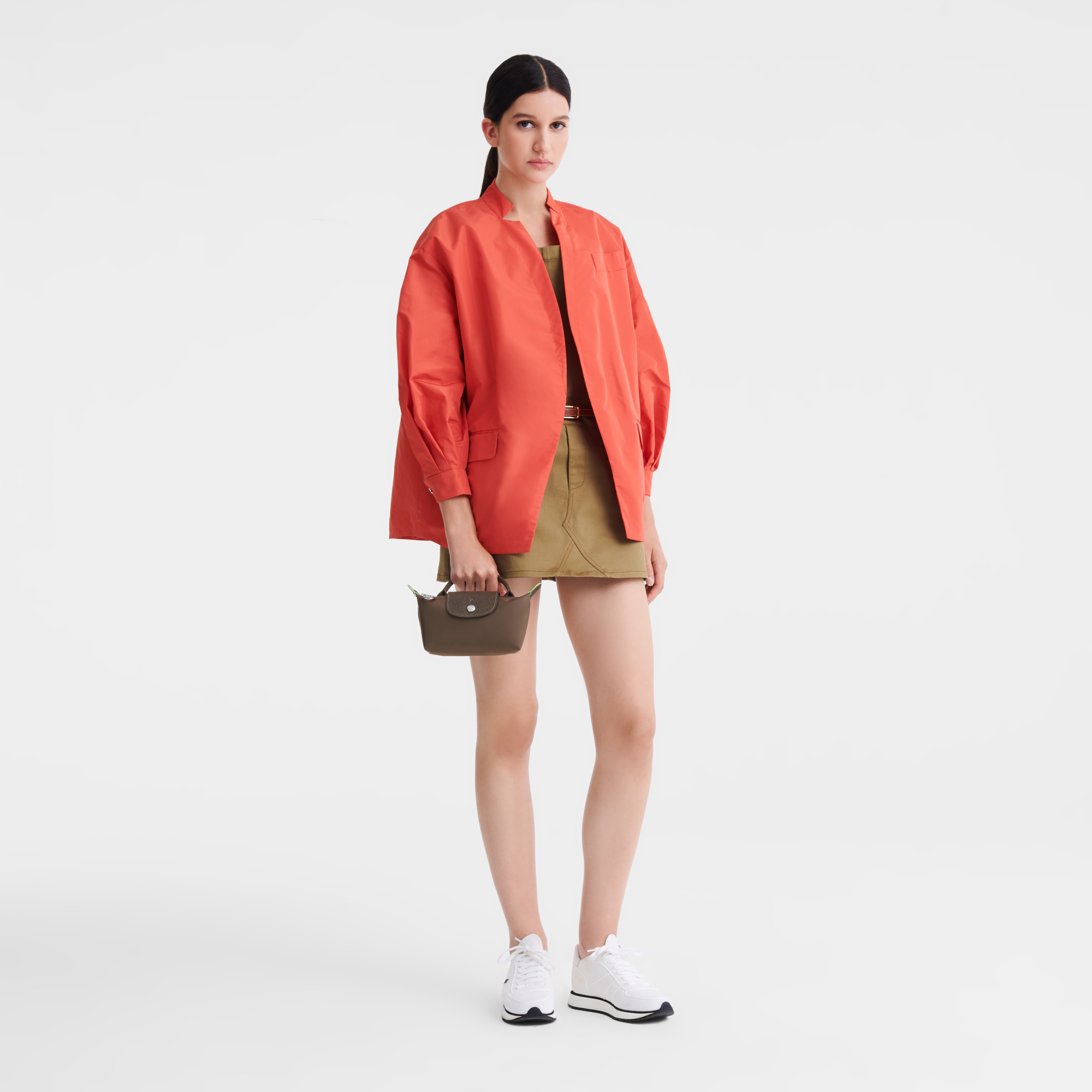 Pouch with handle, Terra - View 2 of 
        6 - zoom in Le Pliage Green Pouch with handle, Terra