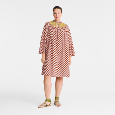 Dress , Bark - Vichy jacquard