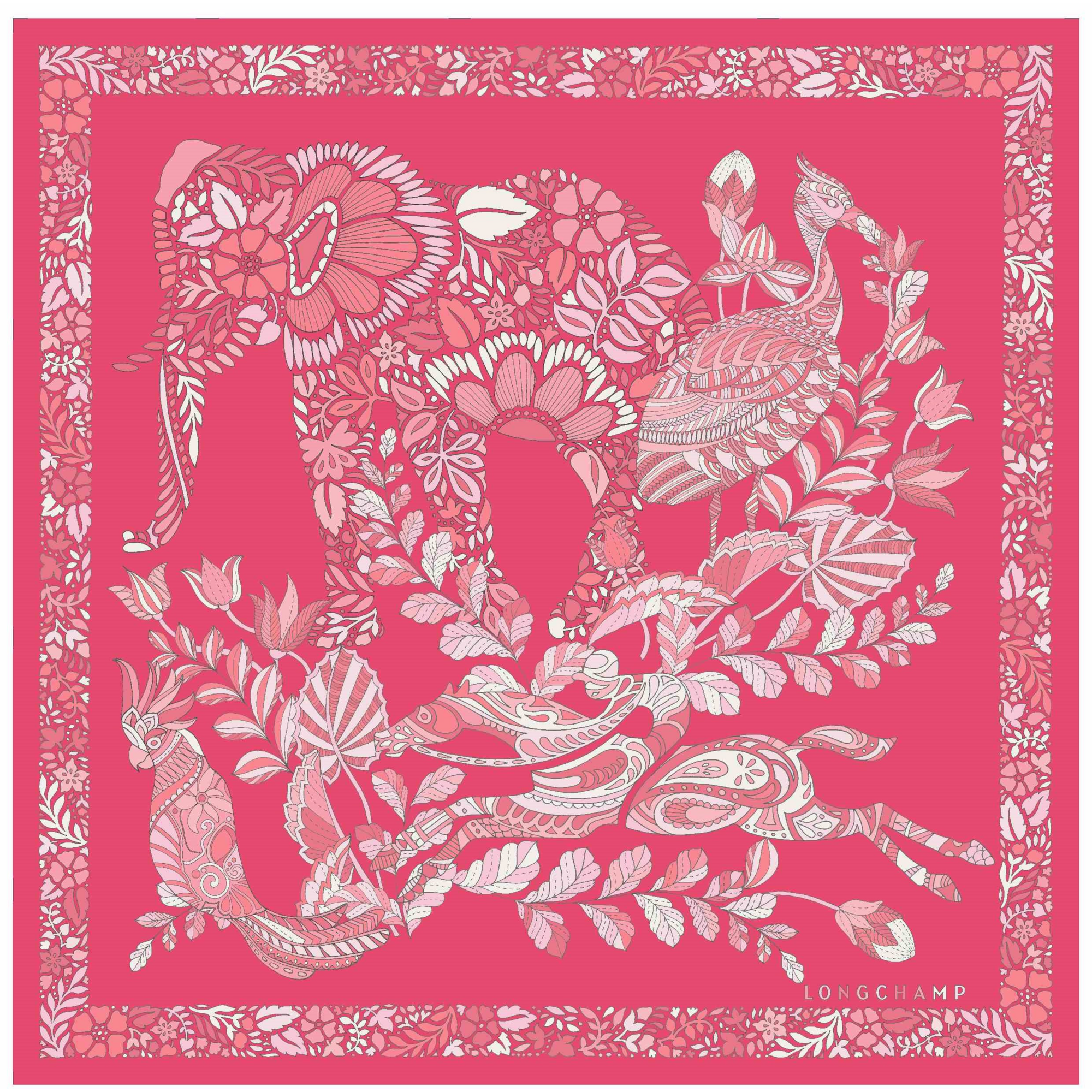 Silk scarf 50, Pink - View 1 of
2 - zoom in Forêt Longchamp Silk scarf 50, Pink