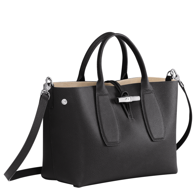 Roseau M Handbag , Black - Leather  - View 3 of  7