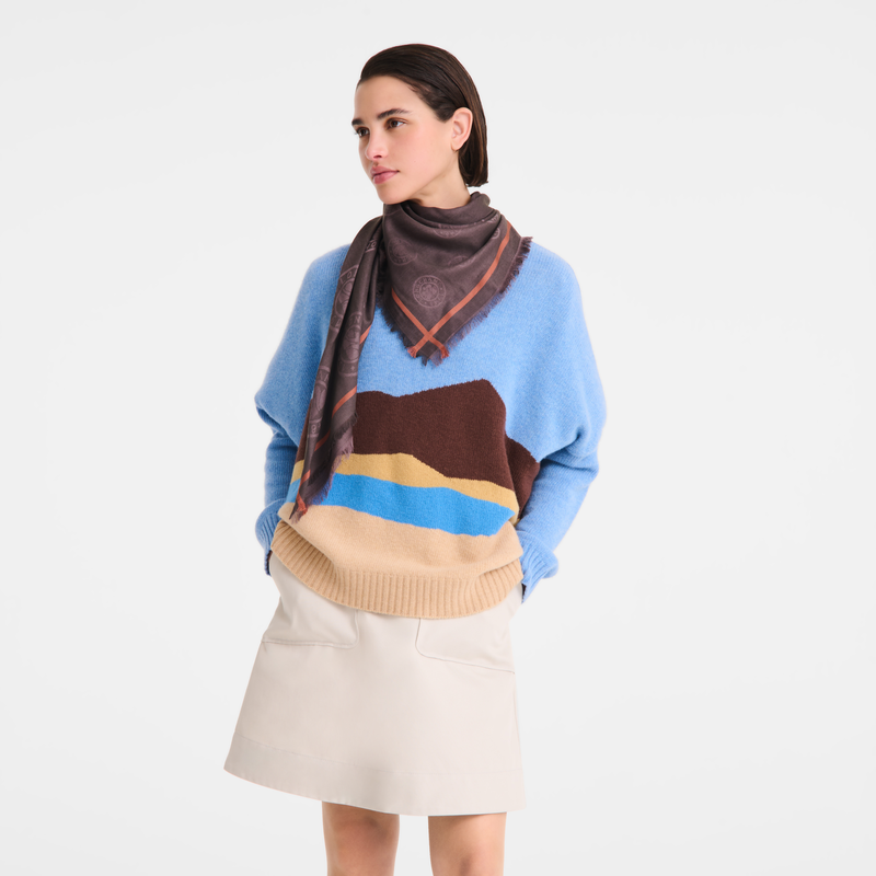 La M&eacute;daille Longchamp Stole , Mocha - Cotton blend  - View 1 of  1