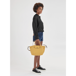Le Pliage Cuir S Top handle bag , Desert - Leather