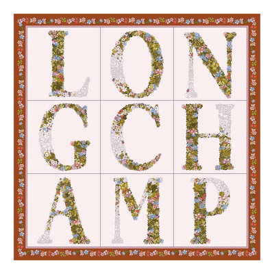 Le Jardin Longchamp Silk scarf 50, Marmalade