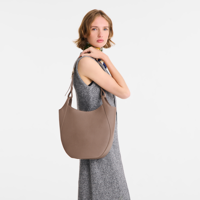 Le Foulonn&eacute; L Hobo bag , Taupe - Leather
