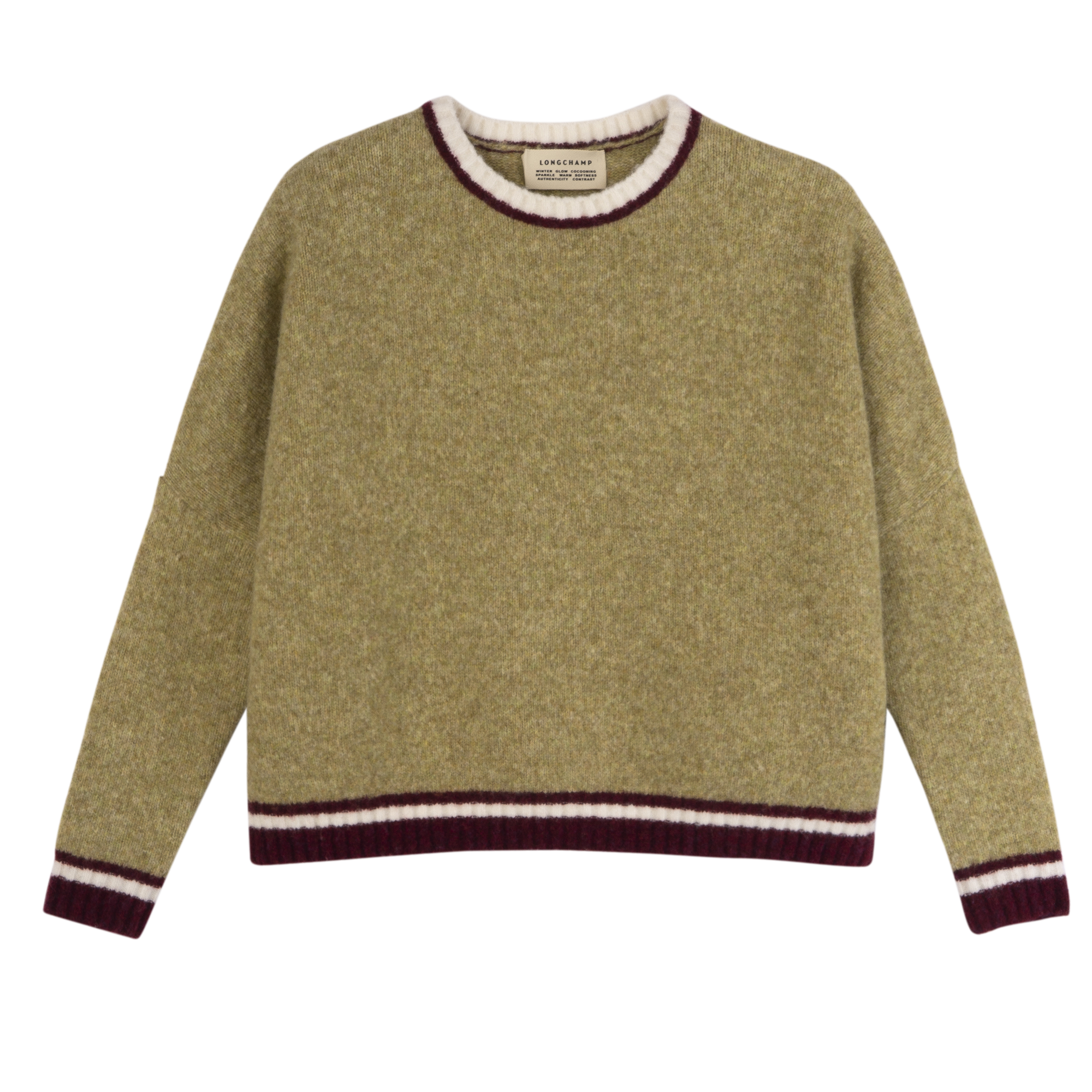 null Round collar jumper, Pistachio/Burgundy