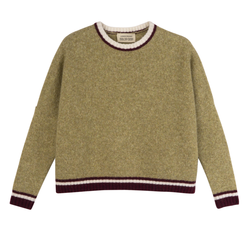Round collar jumper , Pistachio/Burgundy - OTHER  - View 1 of  5