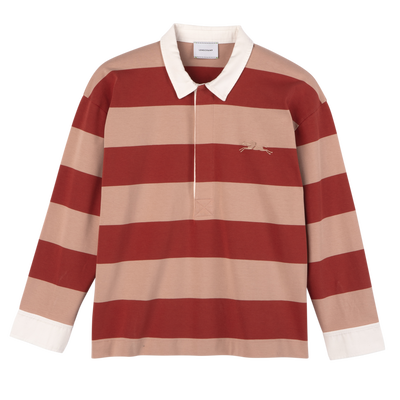 Polo shirt , Cream/Coral - Striped jersey