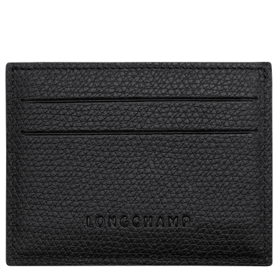Le Roseau Card holder , Black - Leather