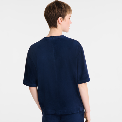 null Short leather top, Navy