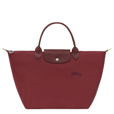 Le Pliage Green M Handbag , Pomegranate - Recycled canvas