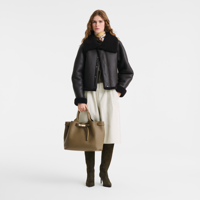 Le Smart L Tote bag , Olive - Leather