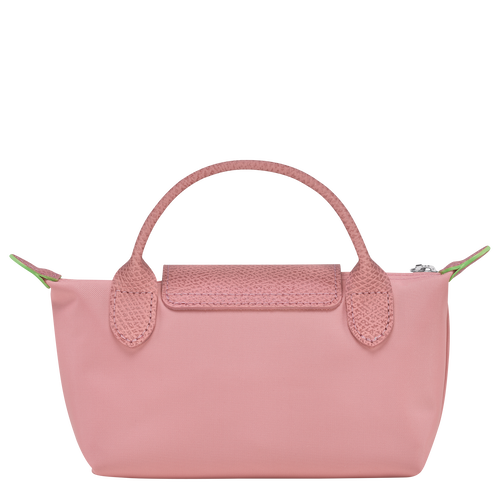 Le Pliage Green Pouch with handle Petal Pink Recycled canvas