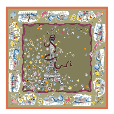 Equestrian Tower Silk scarf 50 , Artichoke - Silk