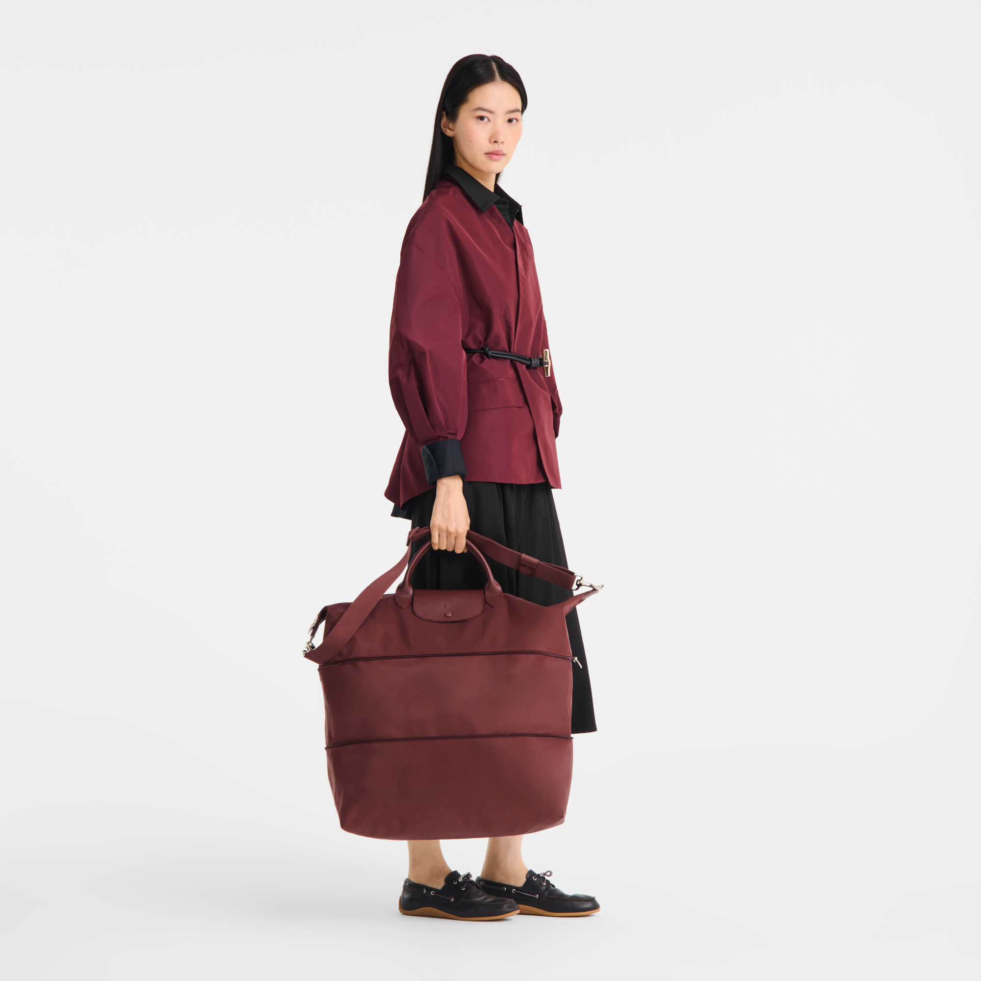 Le Pliage One Travel bag expandable, Burgundy