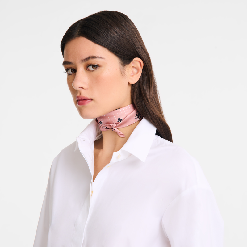 French Bandana Silk scarf 50 , Pink Tea - Silk  - View 2 of  3