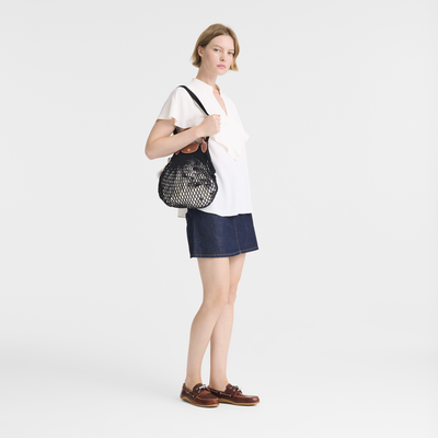 Le Pliage Filet L Mesh bag , Black - Canvas