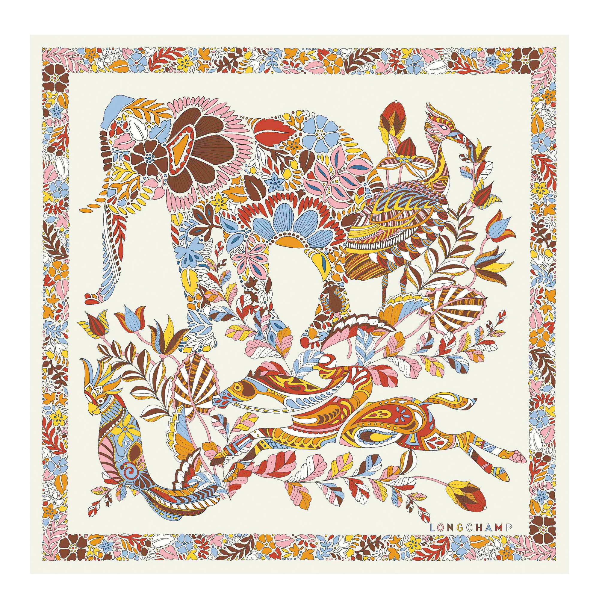 Silk scarf 50, Apricot - View 1 of 
        2 - zoom in Forêt Longchamp Silk scarf 50, Apricot