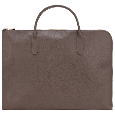 Le Foulonné S Briefcase , Taupe - Leather