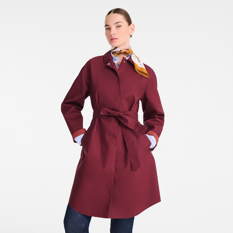 Trench coat , Burgundy - Water-repellent technical canvas  - View 4 of  4