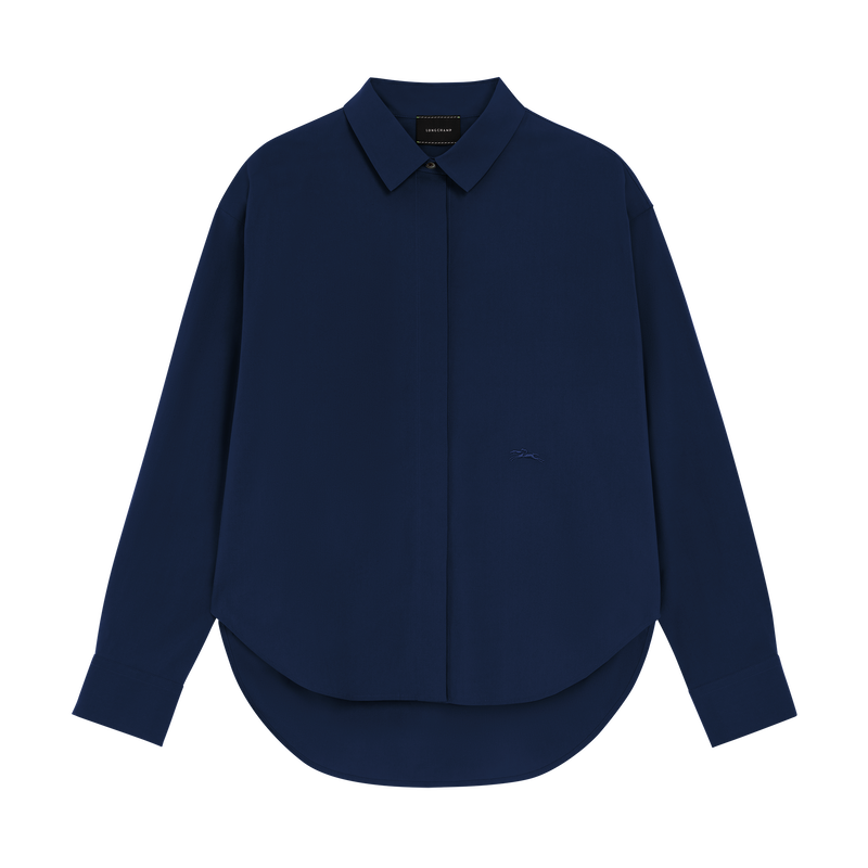 Shirt , Navy - Cotton poplin  - View 1 of  5