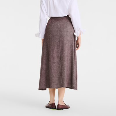 Midi skirt , Burgundy - Linen