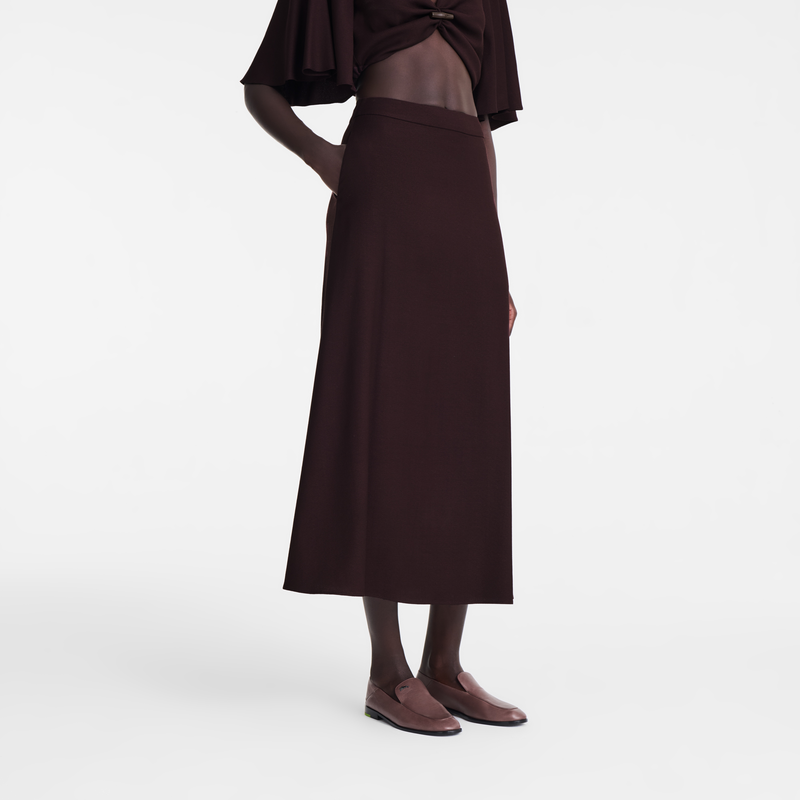 Midi skirt , Burgundy - Crepe  - View 4 of  4