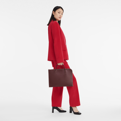 Le Foulonné Briefcase , Plum - Leather