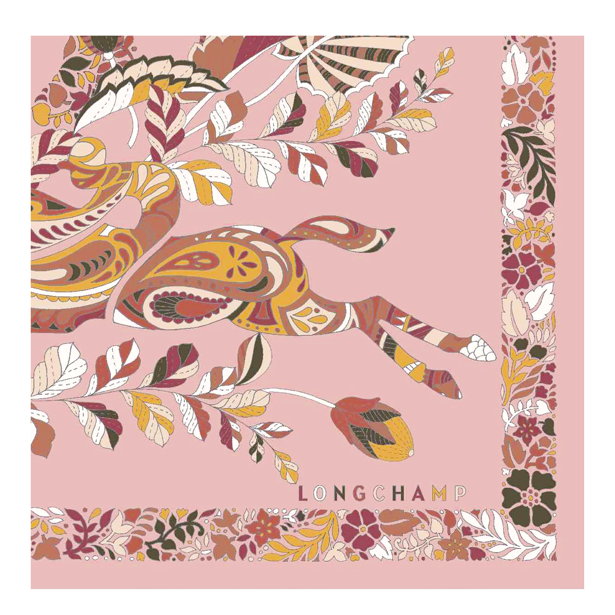 For&ecirc;t Longchamp Silk scarf 50, Pink Tea