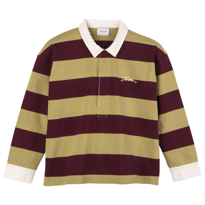 Polo shirt , Pistachio/Burgundy - Striped jersey  - View 1 of  1