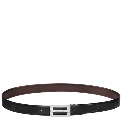 Delta Box Men's belt , Black/Mocha - Leather