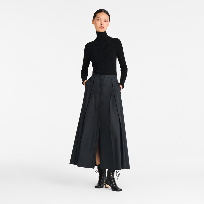 Midi skirt , Black - Cotton poplin  - View 2 of  5