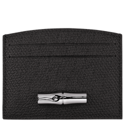 Le Roseau Card holder , Black - Leather