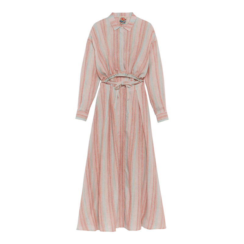 Long dress , Rainbow - Jacquard striped linen  - View 1 of  1