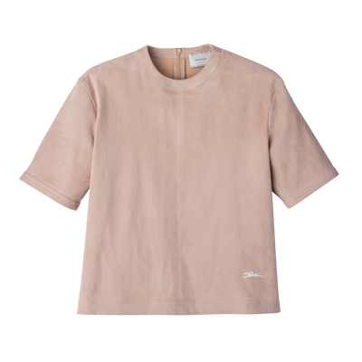 Short leather top , Pink - Leather