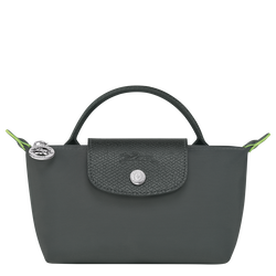 Le Pliage Green Pouch with handle , Graphite - Recycled canvas